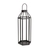 Black metal lantern on a white background