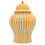 Orange striped ginger jar with lid

Add whimsical flair to your cabin or lake house with this fun ginger jar. It features an orange and white striped design with a matching lid. It is perfect for year-round use or during autumn.

Materials:
Ceramic

Dimensions:
11 3/4" diameter x 18" high

Care:
Hand-wash only