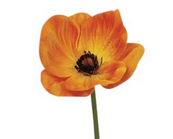 Add a cheery pop of color to your space with these lovely artificial sprays. Each pick has a green-wrapped wire stem that can be bent as desired and it is accented by foamy poppy petals. These picks look great displayed in milk cans, vases, or buckets, and they are a great choice for a simple centerpiece or addition to an arrangement. 