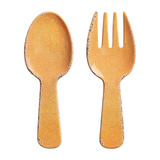 Melamine spoon and fork set on a white background