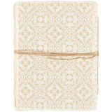 Modern gold patterned unlined journal

A high-quality journal displaying an art nouveau inspired gold bird pattern on a textured paper cover. This journal contains 96 unlined pages featuring deckled edges and an aged aesthetic. Our journal includes a wrap-around jute tie closure to keep secure. This is a stylish and functional gift perfect for any home office or desk.

Materials:
Paper, jute

Dimensions:
6" wide x 1/2" deep x 8" long