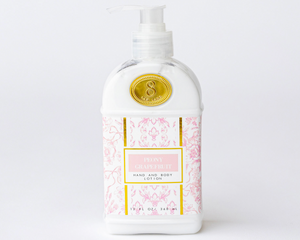 Luxurious peony grapefruit hand &amp; body lotion

Introducing our luxurious lotion with nourishing shea butter in a captivating peony grapefruit fragrance. This lotion features a delightful blend of fresh grapefruit, jasmine, and blooming peony notes. This hand &amp; body lotion is here to elevate your moisturizing experience &amp; transport you to a world of refreshing indulgence! And given its gorgeous pink floral toile packaging, it makes an elegant addition to your space.

Ingredients:
Water, Mineral O