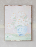 Add classic charm to a guest room with this lovely wall hanging. It features a pink floral print that has been plastered onto a burlap backing. This piece would also work well in a nursery or bedroom. And it makes for a great gift.

Materials:
Burlap

Dimensions:
18" wide x 24" high