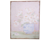 Add classic charm to a guest room with this lovely wall hanging. It features a pink floral print that has been plastered onto a burlap backing. This piece would also work well in a nursery or bedroom. And it makes for a great gift.

Materials:
Burlap

Dimensions:
18" wide x 24" high