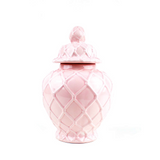Pink textured ginger jar

Introducing this elegant ginger jar that is perfect for adding a touch of classic beauty to your interior design. This lovely jar features an intricate textured pattern and removable lid. It is ideal for enhancing any collection of home decor, no matter the theme. Use as a standalone piece, showing off a freshly picked bouquet of flowers or combine it with the matching small and extra-large jars for an even more spectacular effect.

Materials:
Dolomite
