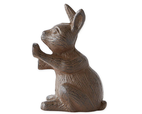 Dark brown cast iron bunny door stopper