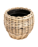 Wicker plant pot on a white background