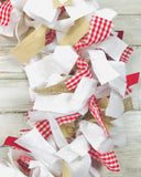 Red and white gingham plaid handmade fabric garland
