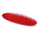 Red oval serving tray on a white background