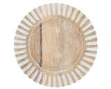 Natural ribbed wood plate charger

Set a charming, rustic table with these wooden round charger plates. They work well with a very wide range of dinnerware and add a custom touch to your table setting. The wooden construction gives texture to each place setting.&nbsp;

Materials:
Wood, felt pads

Dimensions:
13" diameter

Care:
Clean with a damp cloth