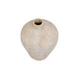 Beige ceramic vase on a white background