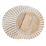 round wooden plate chargers with ribbed edge