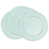 Farmhouse chic Robin's egg blue plate charger

Impress your guests with these vintage-inspired charger plates. This stylish and durable foundation for your dinnerware adds a layer of elegance and refinement to your table settings. Crafted to last, they are a staple for those who love entertaining.

These plates are sold individually or in sets of four.

Materials:
Plastic

Dimensions:
13" diameter