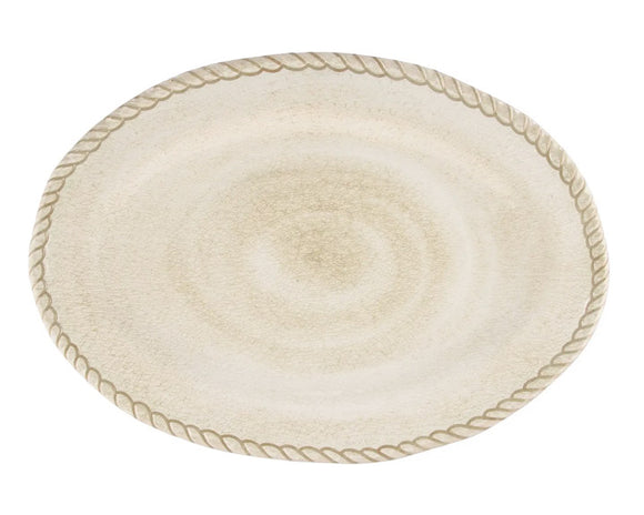 Set a gorgeous dinner table this platter. These rope melamine platter is attractive, functional, and a welcome addition to any indoor or outdoor table. It's shatterproof and food safe. This platter will be a fun addition to your nautical theme party, or use daily to add a bit of joy to your everyday. 
