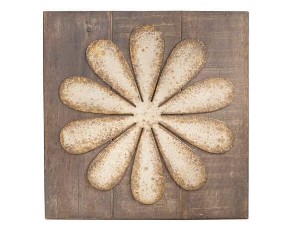 Rustic rounded petal flower wall plaque

Add rustic, yet refined, style to your space with this adorable wall plaque. It features a distressed, rounded petal flower atop a brown wood background. This plaque would look great in girl's bedroom or even during spring in a casual living room.

Materials:
Wood, metal

Dimensions:
18