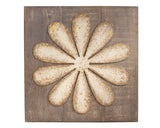 Rustic rounded petal flower wall plaque

Add rustic, yet refined, style to your space with this adorable wall plaque. It features a distressed, rounded petal flower atop a brown wood background. This plaque would look great in girl's bedroom or even during spring in a casual living room.

Materials:
Wood, metal

Dimensions:
18" square