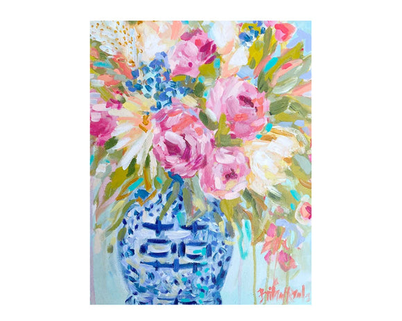 Add traditional Southern style to a guest room or living room with this gorgeous piece of art. Designed by artist Brittany Rawls, this print features shades of pink, cream, and blue. Each piece is hand stretched over an all-natural wood frame. The canvas wraps around the sides providing a finished decorative edge. Each piece arrives ready to hang in your home and artist biography information is included so that you may learn more about her inspiration. This is a perfect for spring and summer display.