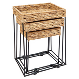 Set of 3 seagrass nesting tables

This set of three seagrass nesting tables are the perfect alternative to the traditional coffee table or end table. They offer a modern and contemporary feel and can be styled with a lamp, books, or other home decor. This table set also makes for a great housewarming gift.

Materials:
Seagrass, lead-free metal
