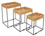 Set of 3 seagrass nesting tables

This set of three seagrass nesting tables are the perfect alternative to the traditional coffee table or end table. They offer a modern and contemporary feel and can be styled with a lamp, books, or other home decor. This table set also makes for a great housewarming gift.

Materials:
Seagrass, lead-free metal