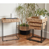 Set of 3 seagrass nesting tables

This set of three seagrass nesting tables are the perfect alternative to the traditional coffee table or end table. They offer a modern and contemporary feel and can be styled with a lamp, books, or other home decor. This table set also makes for a great housewarming gift.

Materials:
Seagrass, lead-free metal