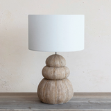 Table lamp, Neutral coastal decor, Lamp with linen shade, Tan and brown lamp base, JaBella Designs, Shopify