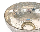 Silver metallic bowl with reflective surface