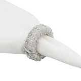 Silver beaded bracelet on a white arm