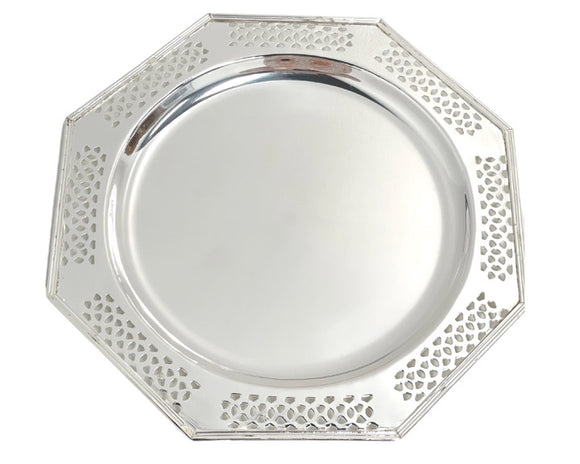 Traditional silver octagonal plate charger