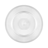 Silver beaded plate charger

Perfectly designed for an elegant aesthetic, this perfect addition to your event is the finishing touch. Each plate features a silver finish with beaded rope detailing along the edge. With a perfect finish, this well-built and durable charger plate is made to last for many occasions.&nbsp;

Materials:
Plastic&nbsp;

Dimensions:
13" diameter

Care:
Hand-wash only&nbsp;
