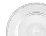 Silver beaded plate charger

Perfectly designed for an elegant aesthetic, this perfect addition to your event is the finishing touch. Each plate features a silver finish with beaded rope detailing along the edge. With a perfect finish, this well-built and durable charger plate is made to last for many occasions.&nbsp;

Materials:
Plastic&nbsp;

Dimensions:
13" diameter

Care:
Hand-wash only&nbsp;