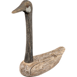 Wooden duck figurine on a white background