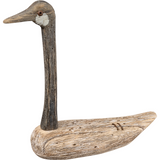 Wooden duck sculpture on a white background