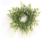 Sprouting smilax candle ring

This candle ring brings a fresh green accent to decorative displays. For spring, summer, or everyday use, this candle ring fits around a pillar candle or vase up to 3.25 inches in diameter. The ring features a textured green plastic base that sprouts green branches in various lengths for a realistic look. Each branch is adorned with a voluminous arrangement of detailed green leaves with dimensional pale green tips.

Materials:
Plastic, foam

Dimensions:
3 1/4" inner diameter
10