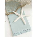 Soft coastal spa blue linen blend tea towel