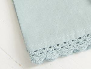 Soft coastal spa blue linen blend tea towel