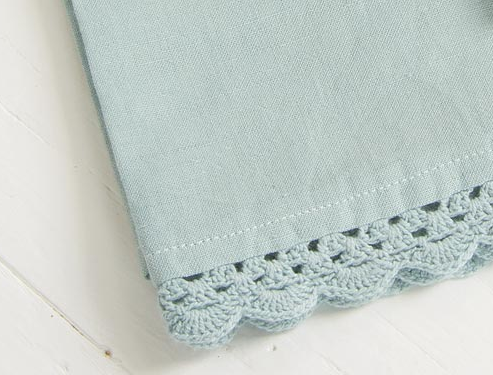 Soft coastal spa blue linen blend tea towel
