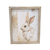 Framed artwork of a rabbit on a white background