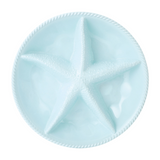 This platter features a beautifully detailed raised starfish motif, creating a unique texture that enhances its coastal-inspired elegance and makes it the centerpiece of any table. It is perfect for casual meals, beach-themed parties, or elegant gatherings.

Materials:
Melamine&nbsp;

Dimensions:
14" diameter
