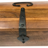 Colonial style wood writing &amp; storage chest

This beautiful Colonial-style writing and storage chest is made of durable mango and teak wood, beautifully walnut stained and finished with beeswax. It features black iron accents, latch and a removable tray. It makes for an outstanding, unique gift item or complement to antique and Early American decor. Perfect for holding all of your writing accessories, jewelry, and more.

Materials:
Wood, metal

Dimensions:
9 1/2" high x 6 1/4" deep x 14" wide