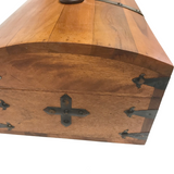 Colonial style wood writing &amp; storage chest

This beautiful Colonial-style writing and storage chest is made of durable mango and teak wood, beautifully walnut stained and finished with beeswax. It features black iron accents, latch and a removable tray. It makes for an outstanding, unique gift item or complement to antique and Early American decor. Perfect for holding all of your writing accessories, jewelry, and more.

Materials:
Wood, metal

Dimensions:
9 1/2" high x 6 1/4" deep x 14" wide