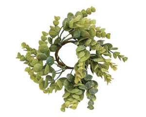 Artificial succulent leaf candle ring

This candle ring is a decorative green candle ring with faux succulent stems. The succulent leaves are circular and waxy to create a natural sheen. Display with a candle to create a simply beautiful piece of decor for any shelf or tabletop.

Materials:
Plastic, wood, wire

Dimensions:
2" diameter interior
8" diameter overall
