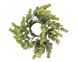Artificial succulent leaf candle ring

This candle ring is a decorative green candle ring with faux succulent stems. The succulent leaves are circular and waxy to create a natural sheen. Display with a candle to create a simply beautiful piece of decor for any shelf or tabletop.

Materials:
Plastic, wood, wire

Dimensions:
2" diameter interior
8" diameter overall