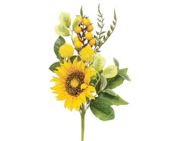 Sunflower and lemon decorative arrangement on a white background