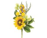 Sunflower and lemon decorative arrangement on a white background