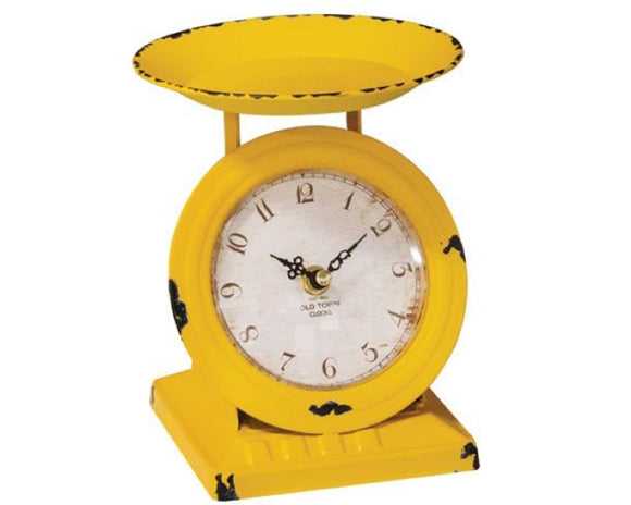 Yellow clock, Kitchen clock, Scale clock, Sunflower yellow old time scale clock, Clock decor, Country farmhouse clocks, JaBella Designs