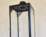 Tall black metal geometric candle lantern