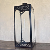 Tall black metal geometric candle lantern