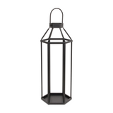 Black metal lantern on a white background