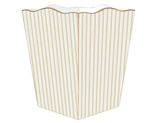 Wastebasket with wavy top and vertical stripes on a white background