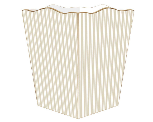 Wastebasket with wavy top and vertical stripes on a white background